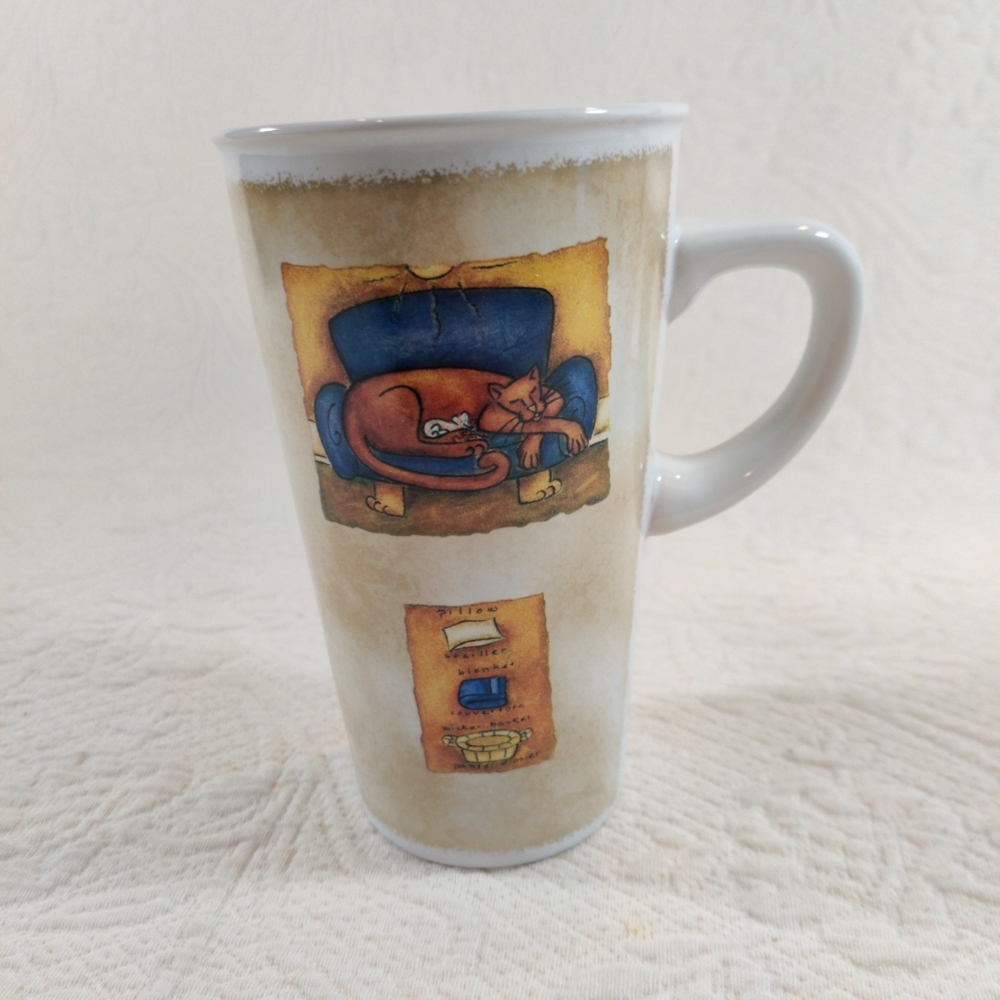 🐾 Aline Gauthier Cat & Fish And Playing With Mouse Design Dinner Coffee Mug